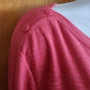 LOFT Cotton Lightweight Sweater with Button Detail in Pink Size XL
